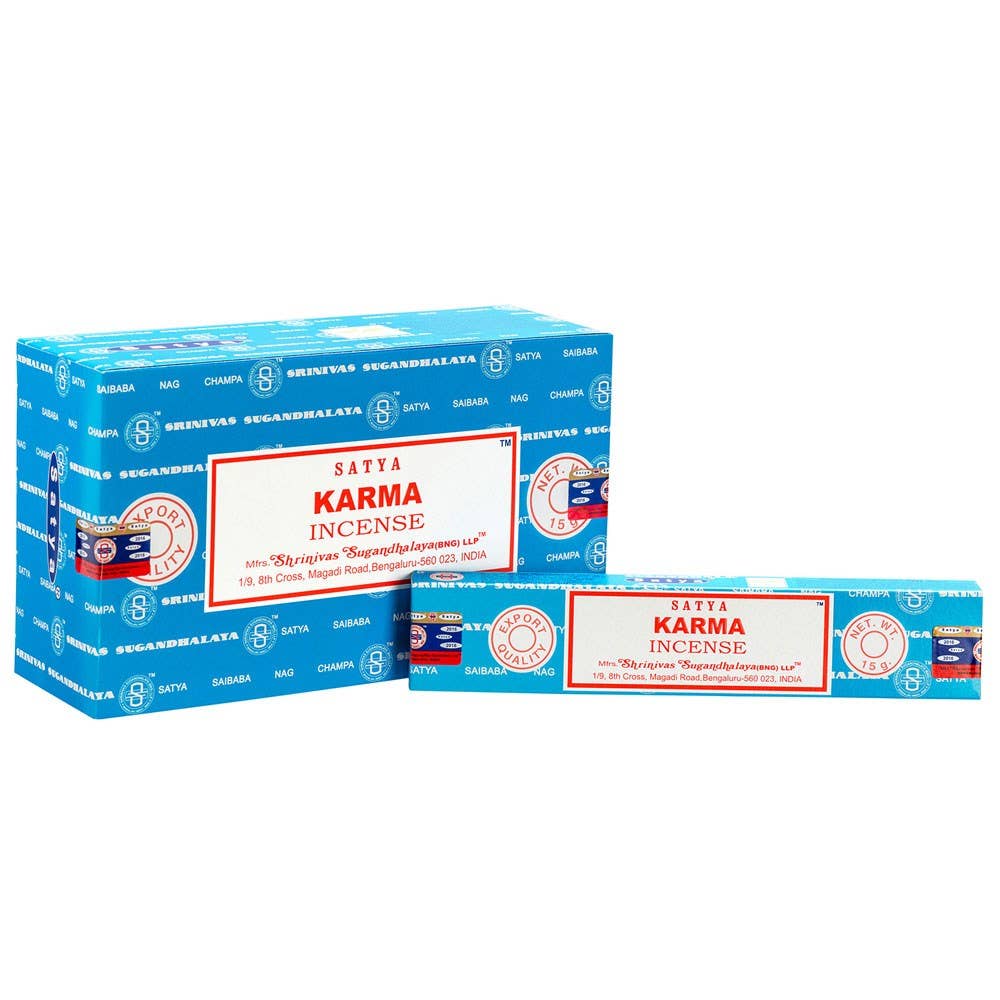 Set of 12 Packets of Karma Incense Sticks by Satya